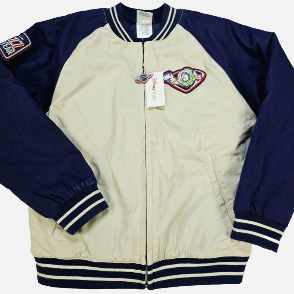 NWT Disney Buzz Lightyear Boys Jacket Coat Size 10/12 Toy Story Zip Up Patches